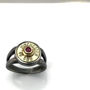 New Recycled Brass Bullet Casing, Silver, Ruby Rg
